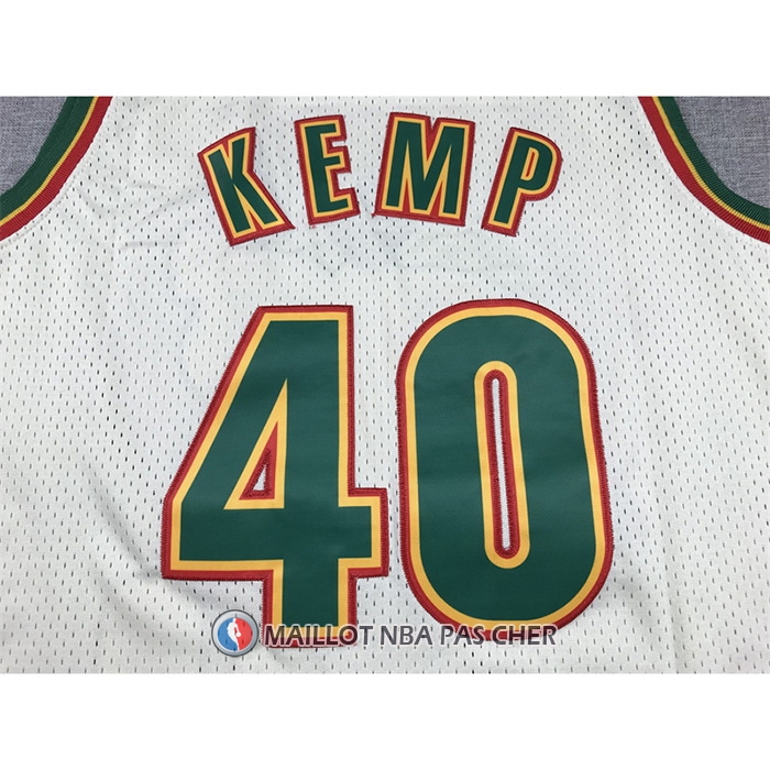 Maillot Seattle Supersonics Shawn Kemp NO 40 Mitchell & Ness Chainstitch Creme